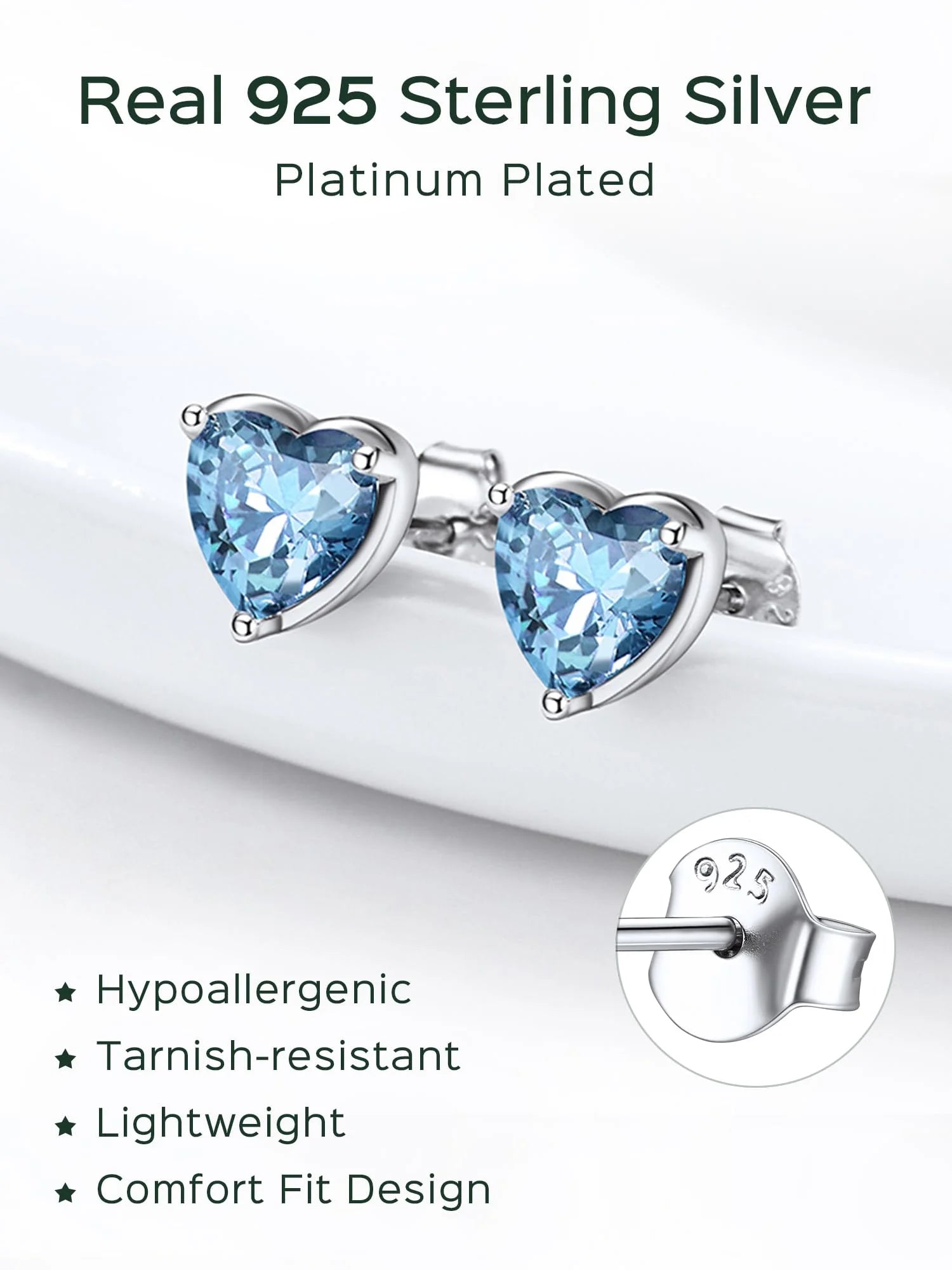 925 Sterling Silver Heart Birthstone Earrings, Synthetic Garnet Studs Cute Gift for Birthday Valentine'S Day, Party & Daily Wear Accessory for Women