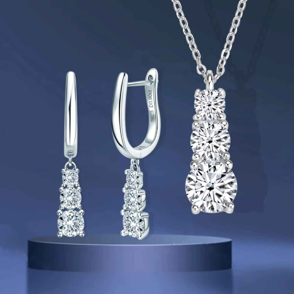 3.6CTW D VVS1 Moissanite Diamond Hoop Earrings Necklace Set for Woman Jewely Sets Real 925 Sliver 18K White Gold Plated Jewelry