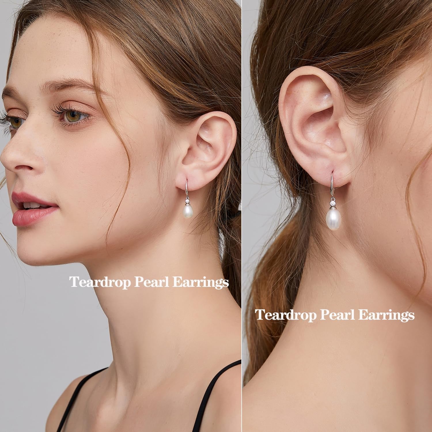 18K White Gold Plated Pearl Earrings, 925 Sterling Silver Pearl Drop Earrings for Women, Trendy Hook Jewelry