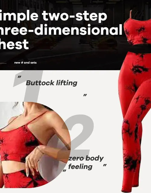 Load image into Gallery viewer, Tie Dye Women&#39;s Yoga Tracksuit - Seamless Fitness Set with Sports Bra and High Waist Leggings
